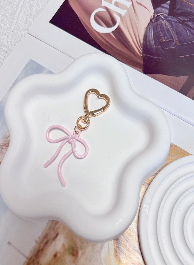 LAEKOU Cute Bow Keychain Bag Charms, Aesthetic Heart Key Chain Accessories for Women Car Keys Girly Purse Handbag - Image 4